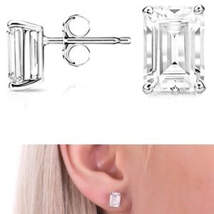 SWAROVSKI CRYSTAL EARRINGS 14K WT GOLD PLATED .925